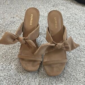 Express Tan Bow Mules